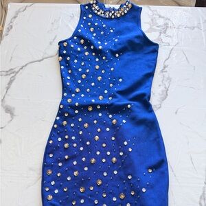 Elegant Blue Embellished Dress